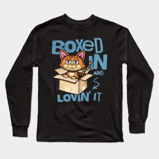 Cute Cartoon Cat Sitting In Box Long Sleeve T-Shirt